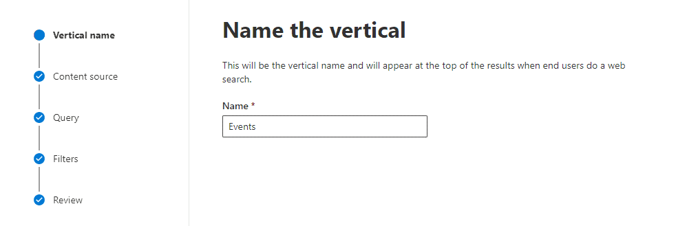 Name für das Search Vertical vergeben