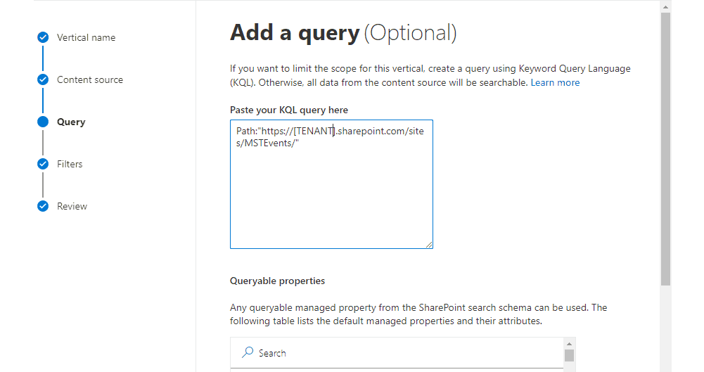 Search Query mittels KQL definieren