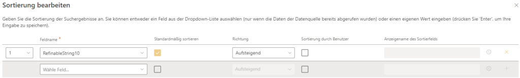 search results sortierung