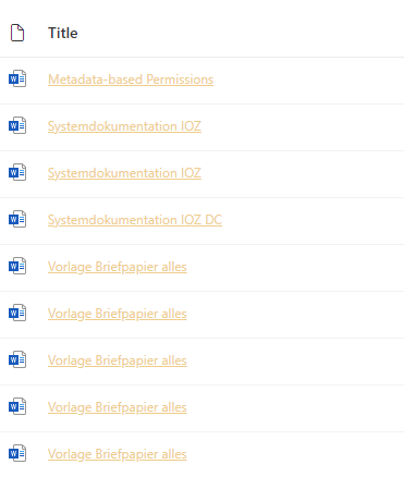 search results sortiert nach titel